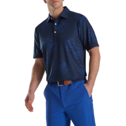 Jungle Leaf Print Lisle Self Collar -Footjoy FJ 28040 02