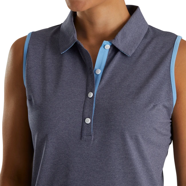 Pique Sleeveless Houndstooth Trim Shirt Women 3 Pique Sleeveless Houndstooth Trim Shirt Women - Image 3