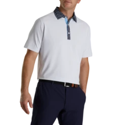 Pique Tulip Trim Stretch Lisle Collar -Footjoy FJ 28456 02