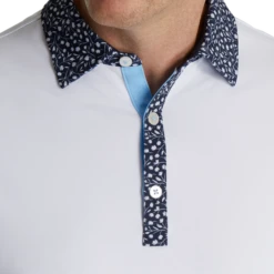 Pique Tulip Trim Stretch Lisle Collar -Footjoy FJ 28456 04